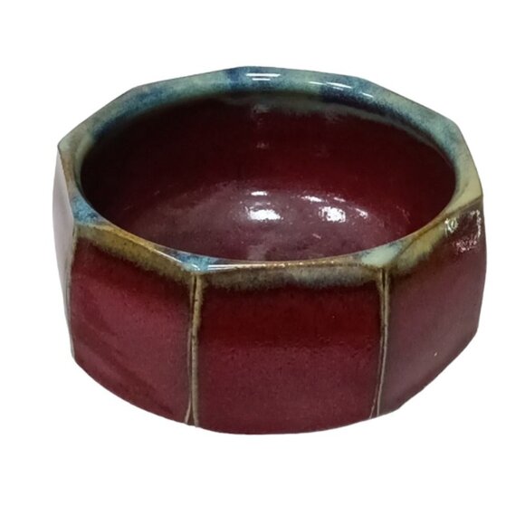 Handcrafted 9-Sided Earthenware Bowl Planter Candy Knick-Knacks - Picture 2 of 7